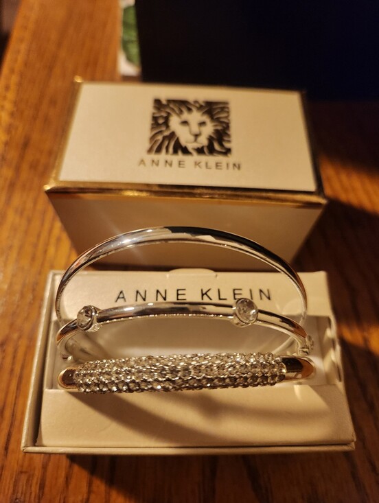 Anne Klein Jewelry - Anne Klein Silver Crystal Trio Bangle Set with Pavé Accent